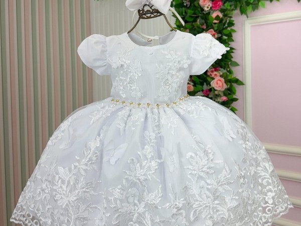 Vestido Marie Jardim Encantado Realeza Branco