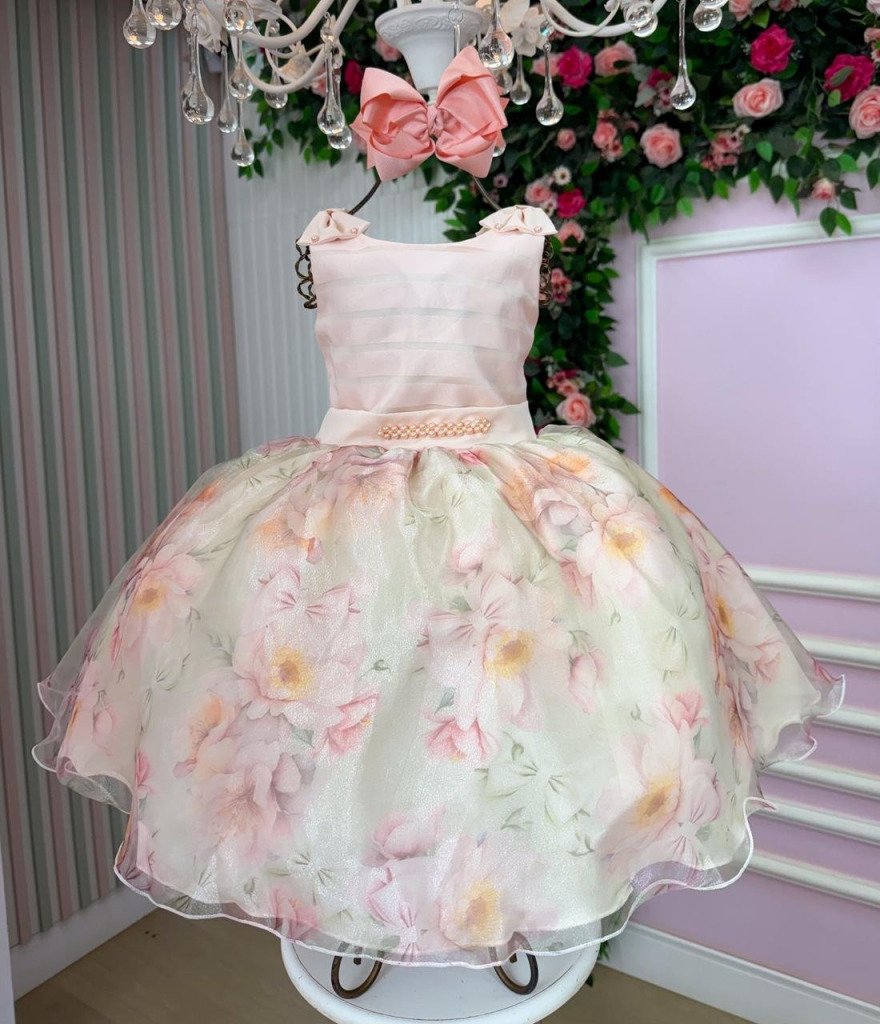 Vestido Mini Miss Luara Florido Pessego