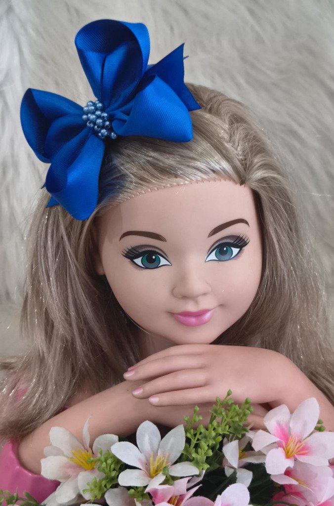 Laço Belli Bico de Pato Azul Royal Miolo de Perolas