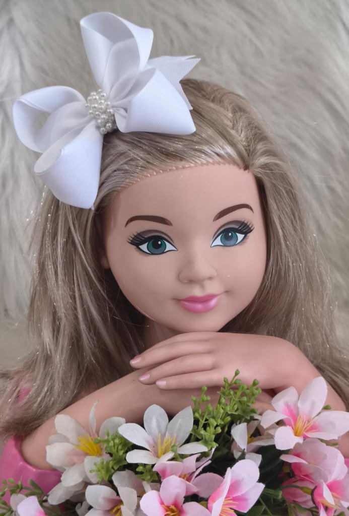 Laço Belli Bico de Pato Branco Miolo de Perolas