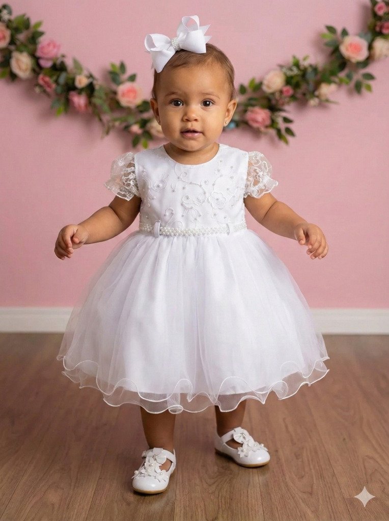 Vestido Menina Bonita Bebe Ana Sofia Branco