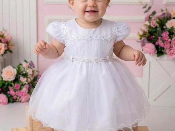 Vestido Menina Bonita Bebe Ana Livia Branco