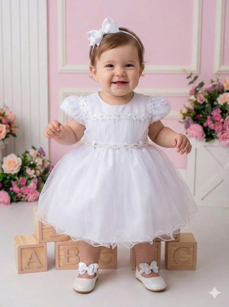 Vestido Menina Bonita Bebe Ana Livia Branco