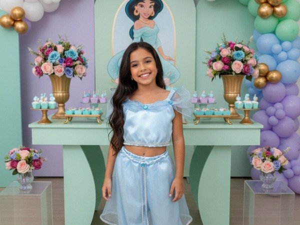 Fantasia Princesa Belli Princesa Jasmine Azul Bebe